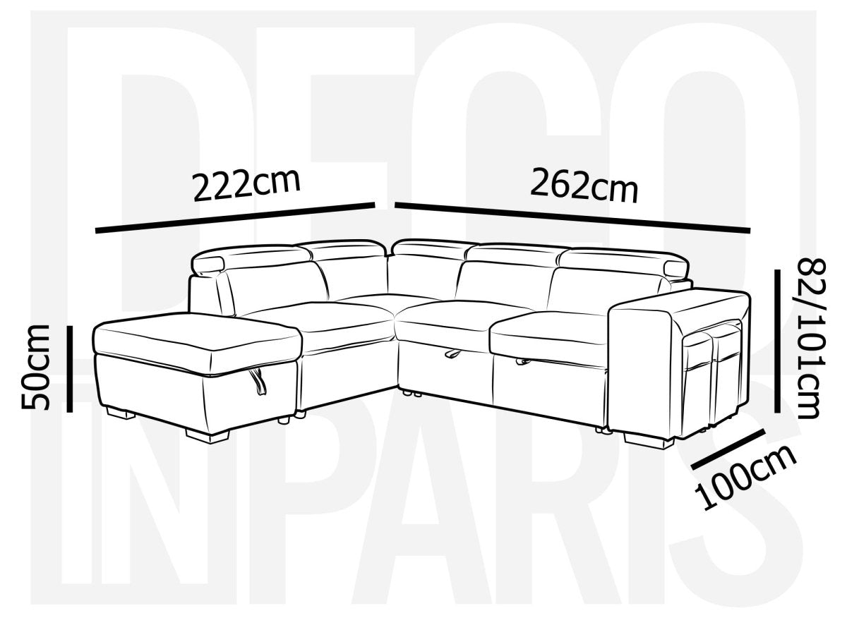 Canapé d'angle convertible en tissu noir DAVON - angle gauche - DécoInParis