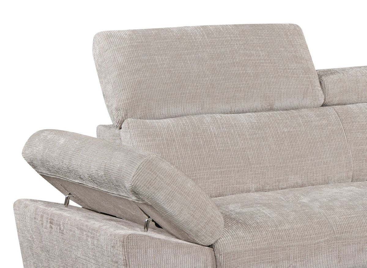 Canapé d'angle convertible en velours chiné beige MONICA - Angle droit - DécoInParis