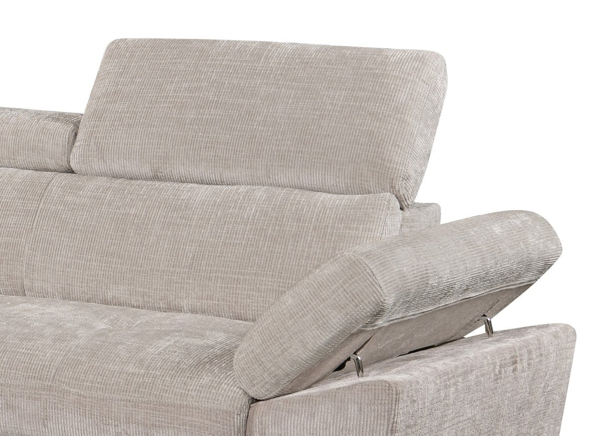 Canapé d'angle convertible en velours chiné beige MONICA - Angle gauche - DécoInParis