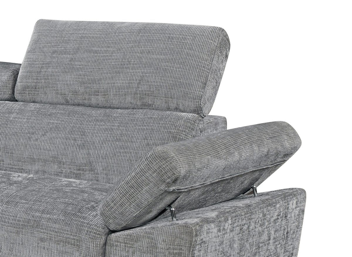 Canapé d'angle convertible en velours chiné gris foncé MONICA - Angle gauche - DécoInParis