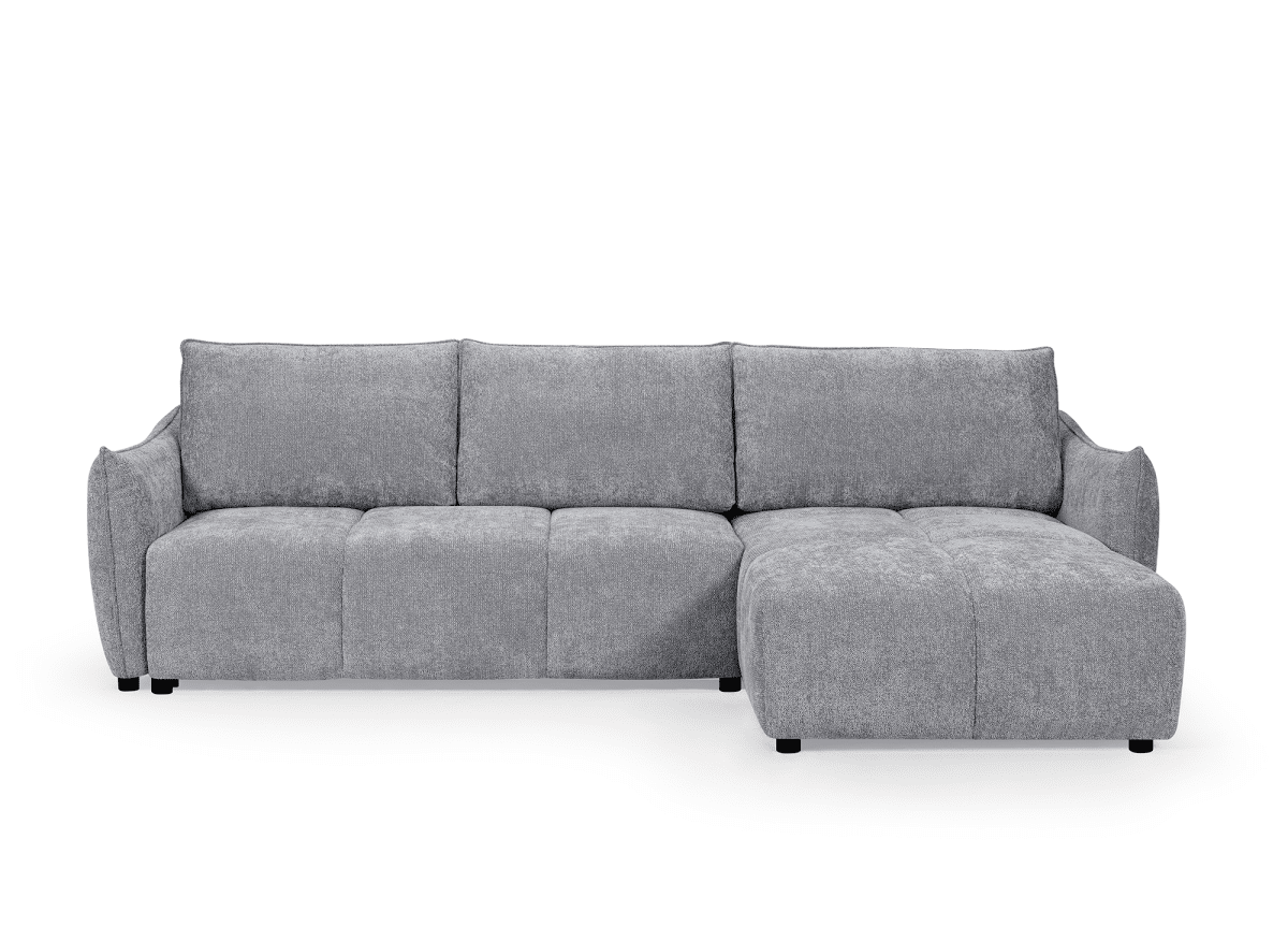 Canapé d'angle convertible et réversible en velours chiné gris MYSA - DécoInParis