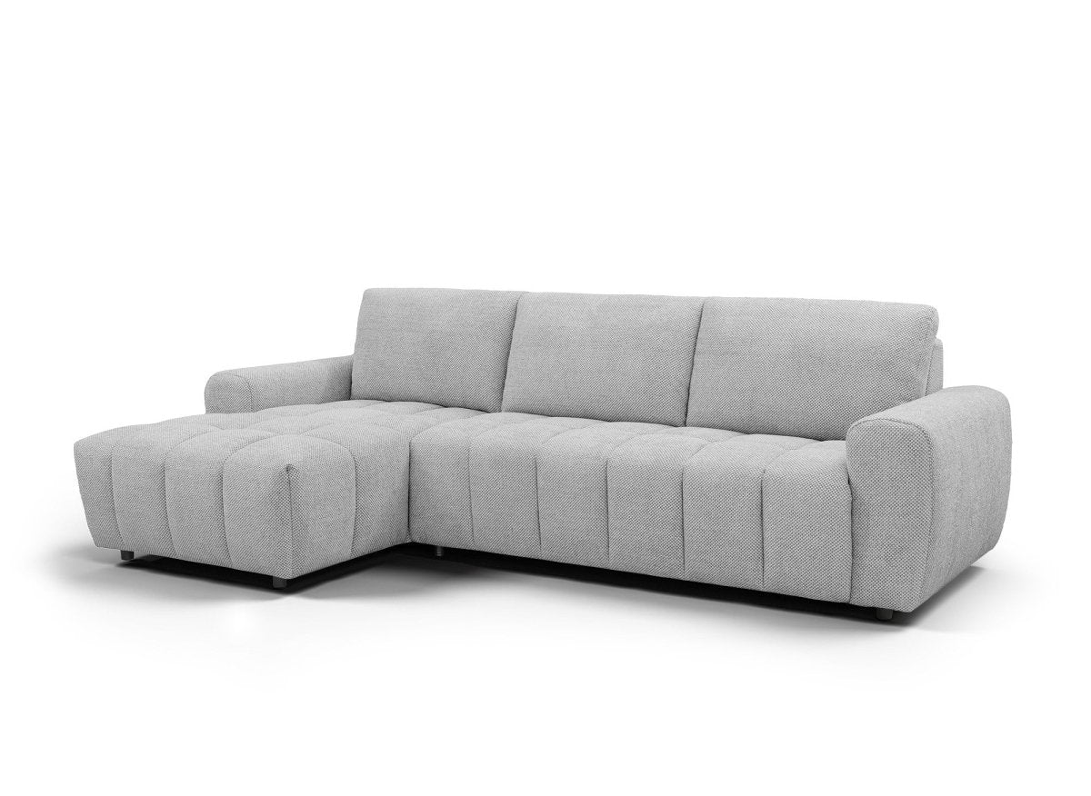 Canapé d'angle convertible ouverture express en tissu gris AGATHE - Angle gauche - DécoInParis