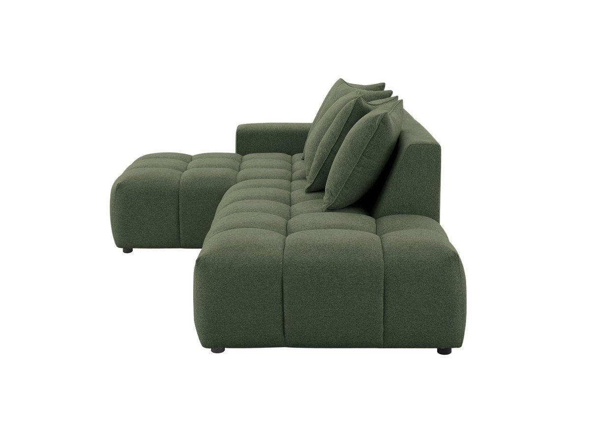 Canapé d'angle en tissu texturé vert olive CLARISSE - Angle gauche - DécoInParis