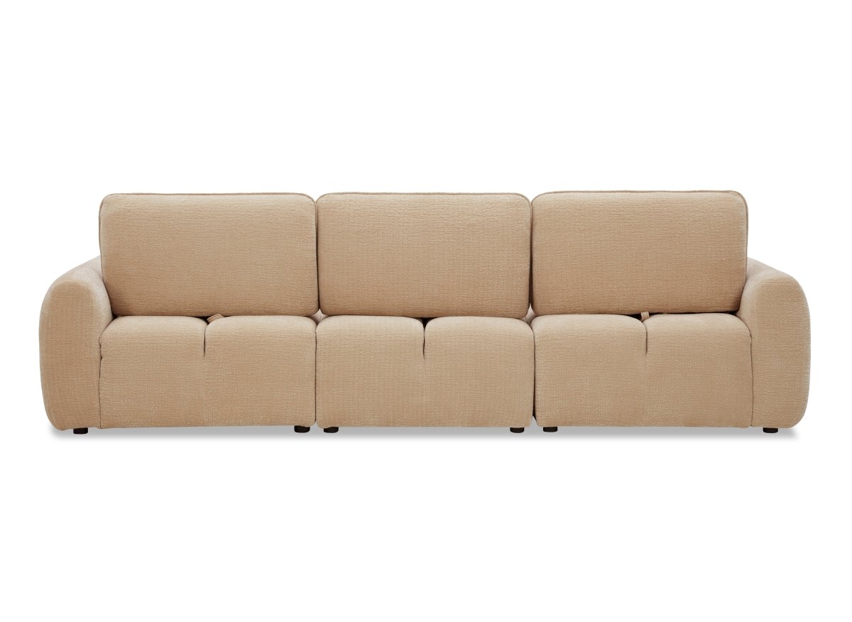 Canapé d'angle en velours tissé beige avec dossier réglable ADONIS - Angle droit - DécoInParis