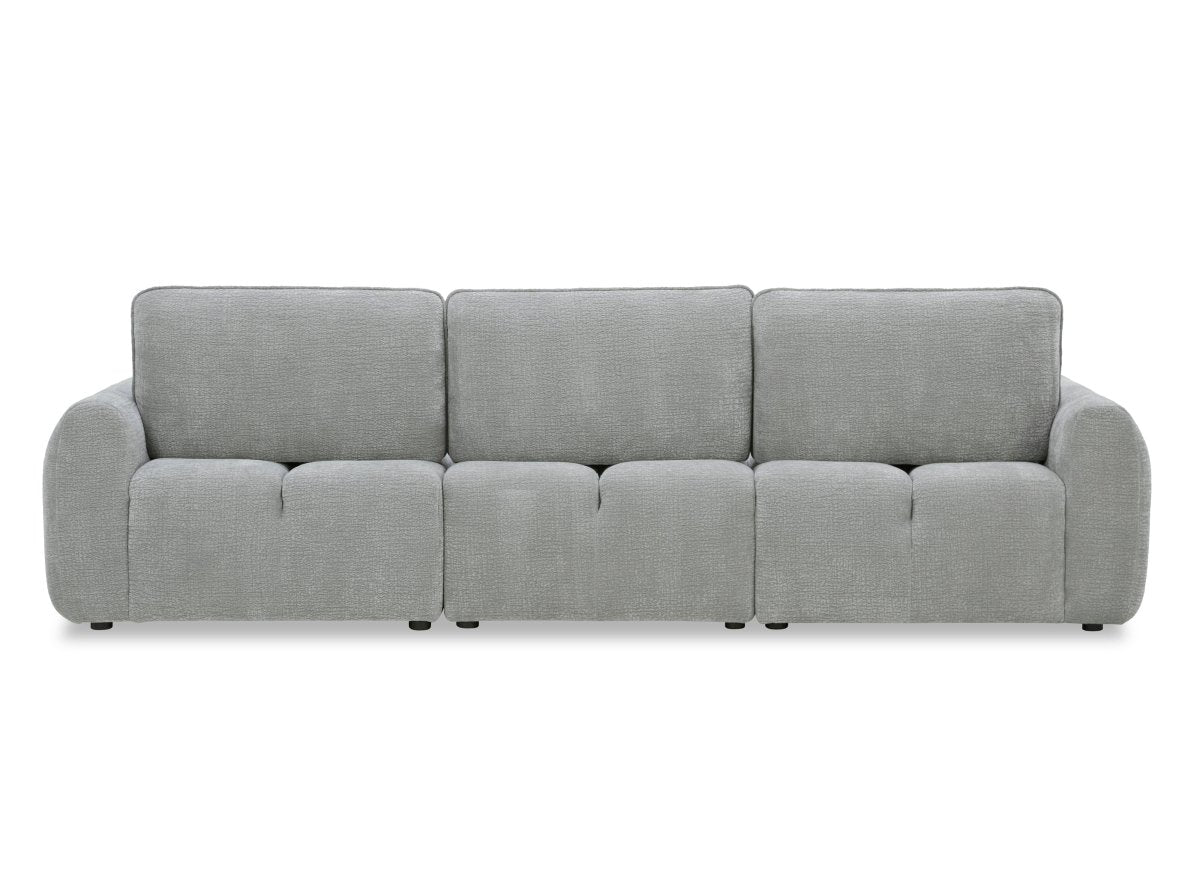 Canapé d'angle en velours tissé gris clair avec dossier réglable ADONIS - Angle gauche - DécoInParis