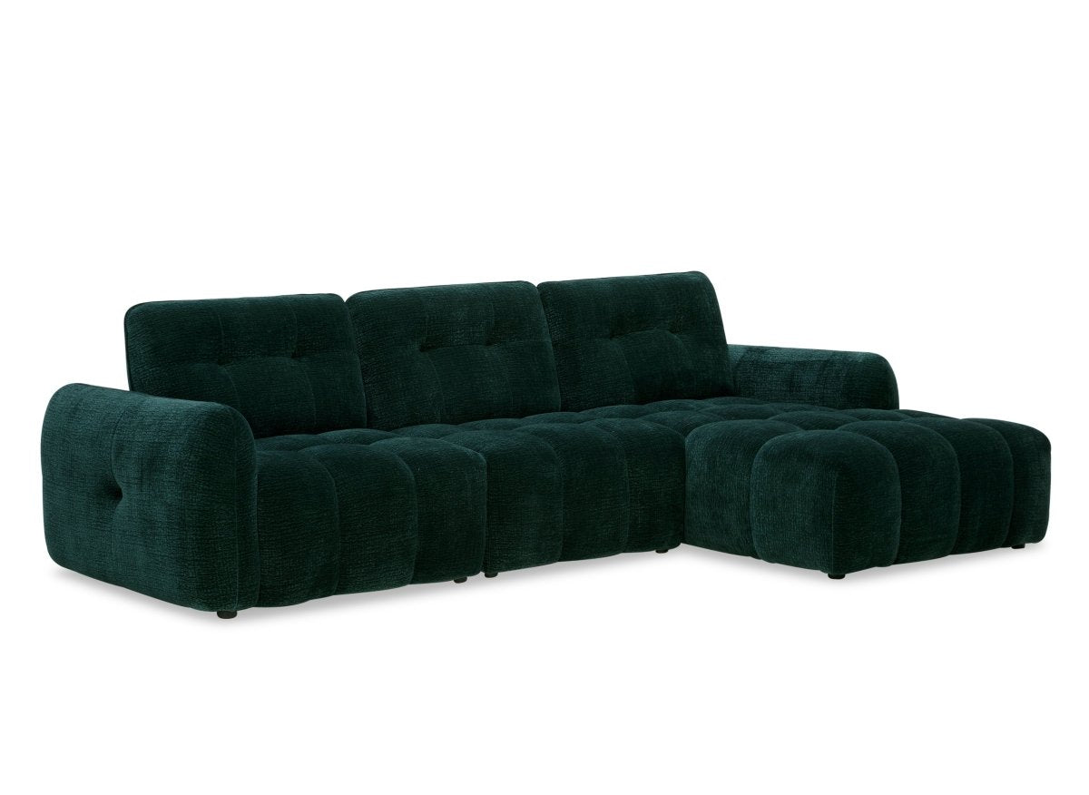 Canapé d'angle en velours tissé vert sapin avec dossier réglable ADONIS - Angle droit - DécoInParis