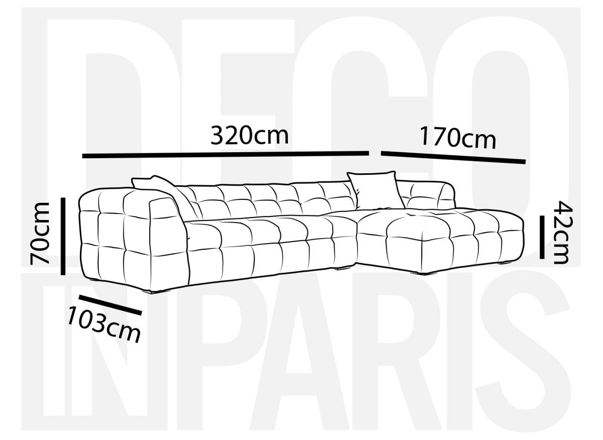 Canapé d'angle fixe effet peau de mouton gris BELLA - Angle droit - DécoInParis