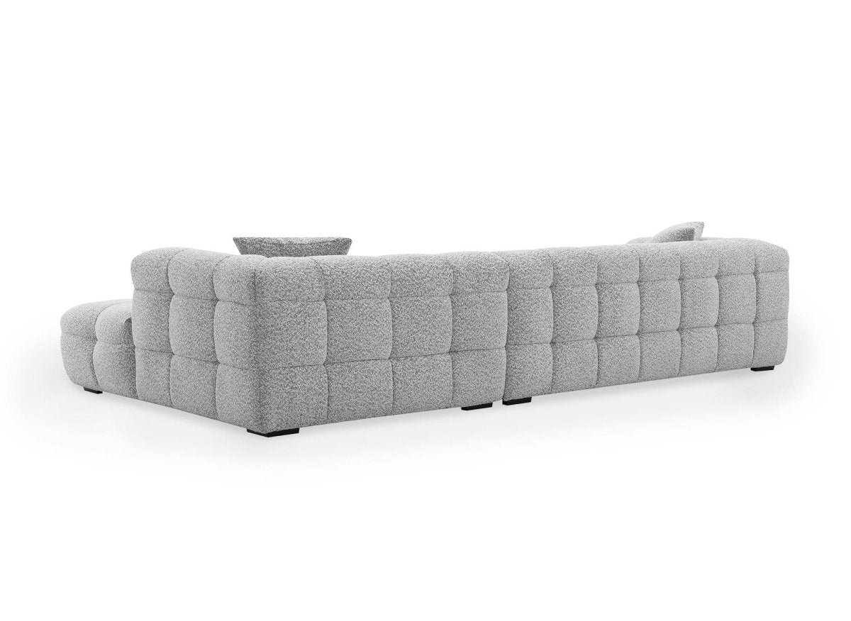 Canapé d'angle fixe effet peau de mouton gris BELLA - Angle droit - DécoInParis
