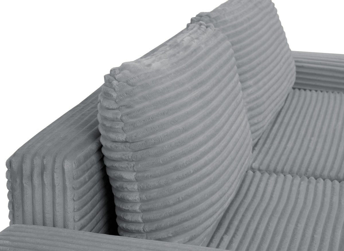 Canapé d'angle gauche convertible avec coffre en velours côtelé épais gris foncé BALI - Angle gauche - DécoInParis