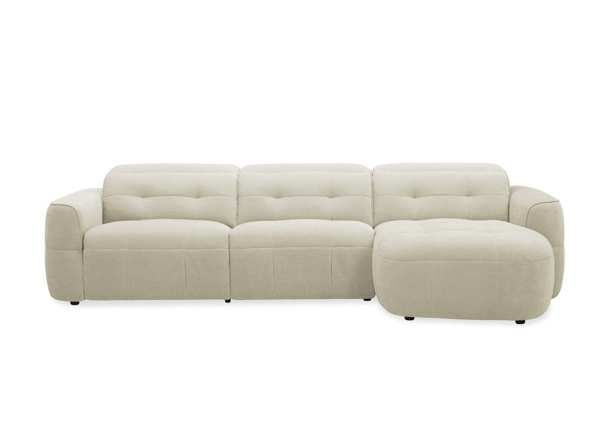 Canapé d'angle relax électrique en tissu beige FERDINAND - Angle droit - DécoInParis