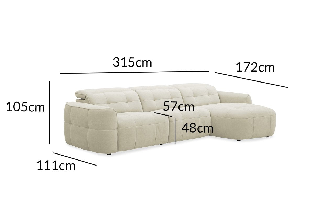 Canapé d'angle relax électrique en tissu beige FERDINAND - Angle droit - DécoInParis