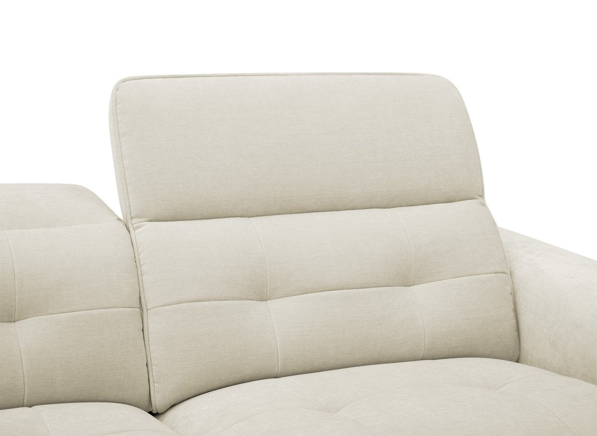 Canapé d'angle relax électrique en tissu beige FERDINAND - Angle gauche - DécoInParis