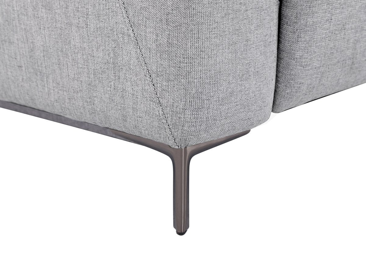 Canapé d'angle relax électrique en tissu gris clair RAFAELA - Angle droit - DécoInParis
