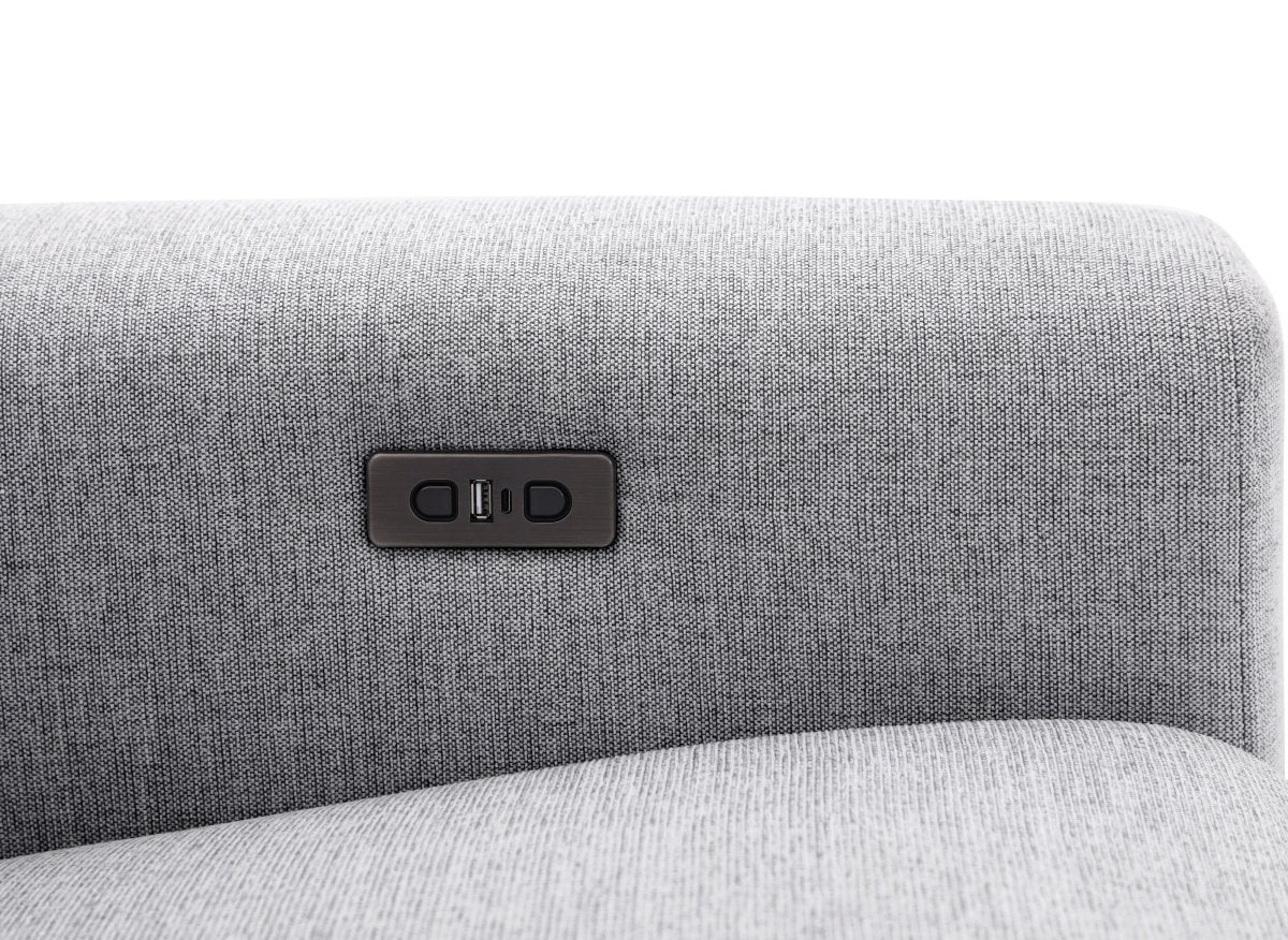 Canapé d'angle relax électrique en tissu gris clair RAFAELA - Angle droit - DécoInParis