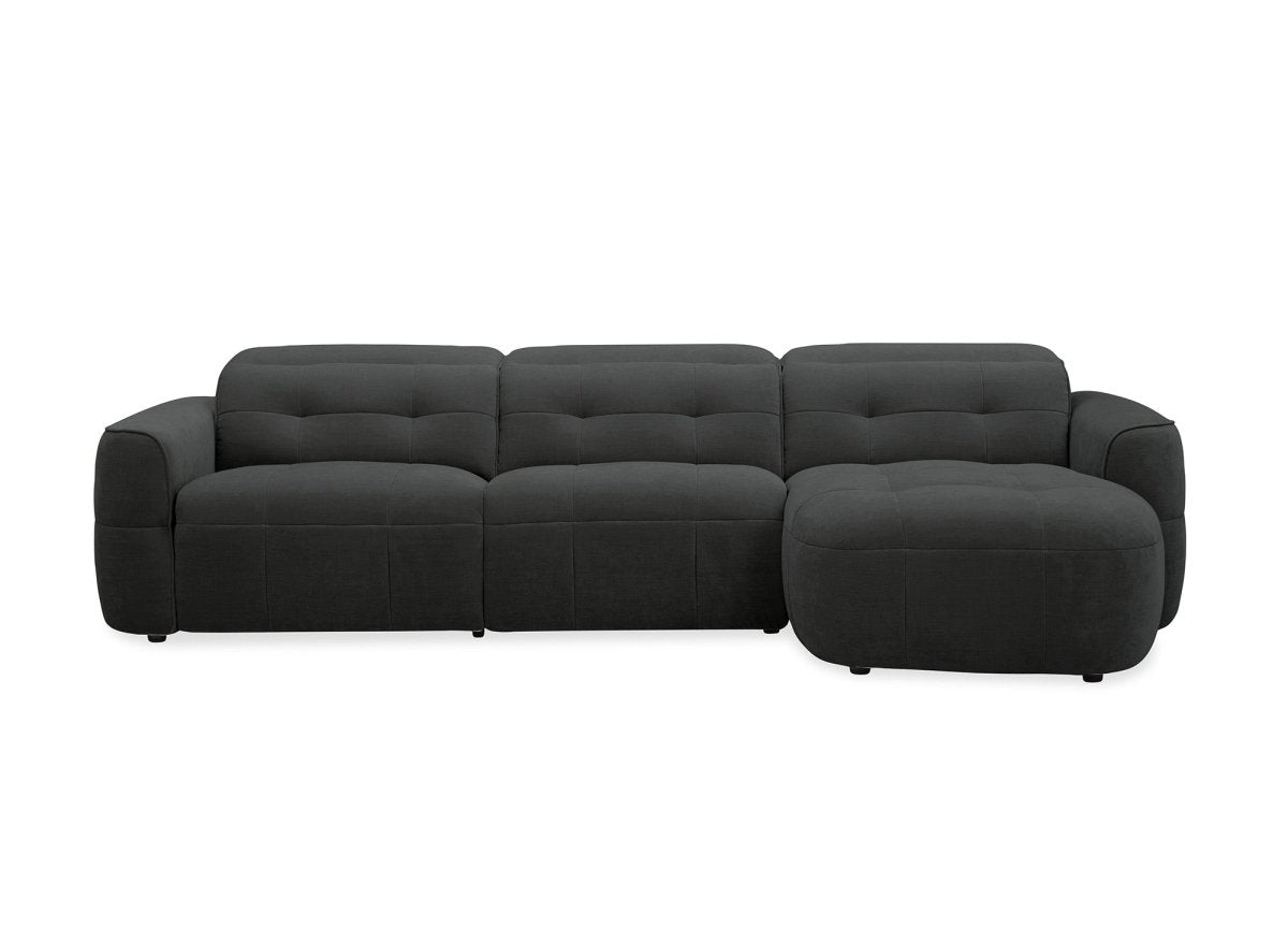 Canapé d'angle relax électrique en tissu gris FERDINAND - Angle droit - DécoInParis