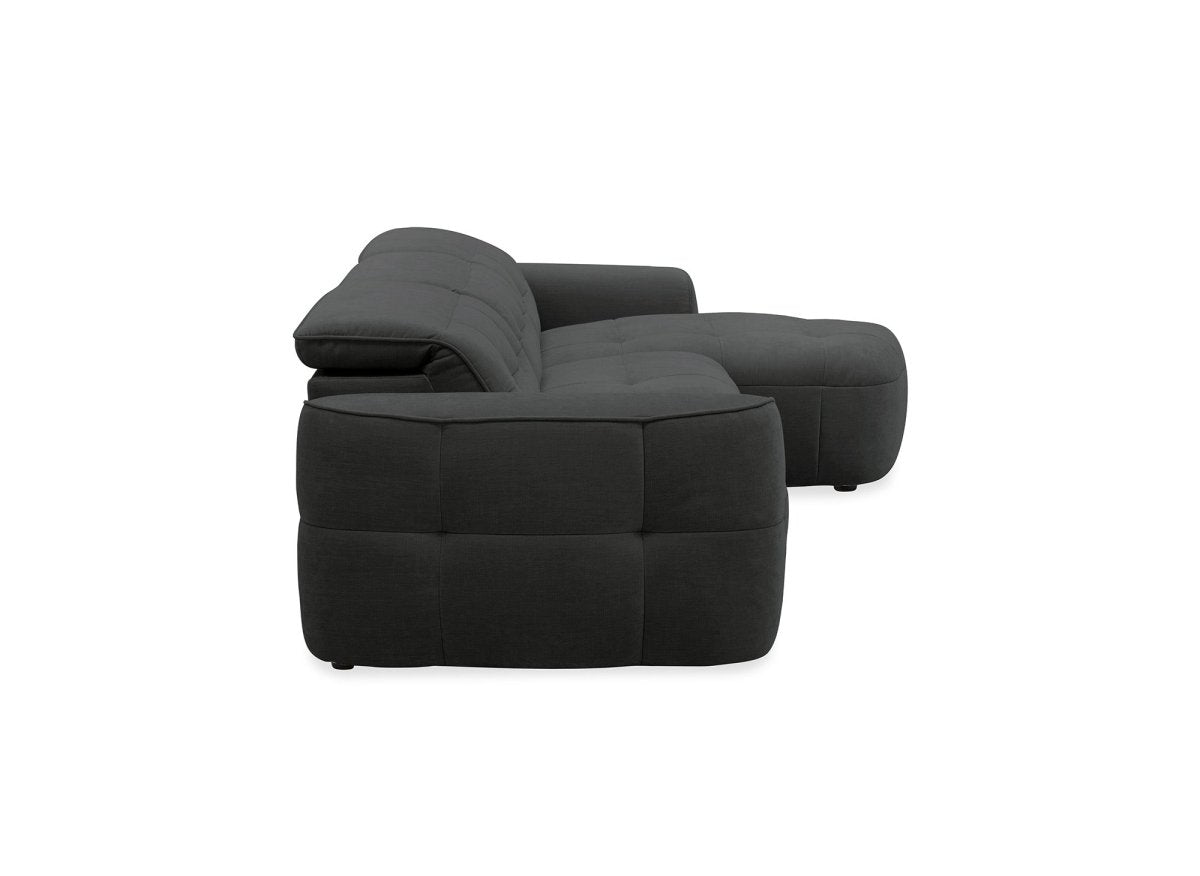 Canapé d'angle relax électrique en tissu gris FERDINAND - Angle droit - DécoInParis