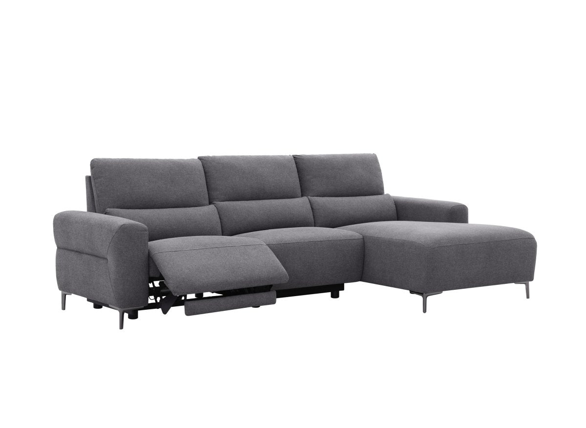 Canapé d'angle relax électrique en tissu gris foncé RAFAELA - Angle droit - DécoInParis