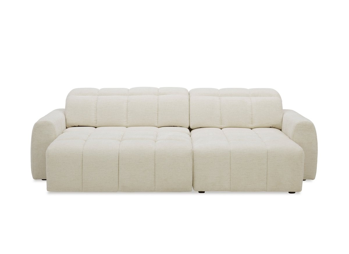 Canapé d'angle relax électrique en velours chiné beige DANIA - Angle droit - DécoInParis