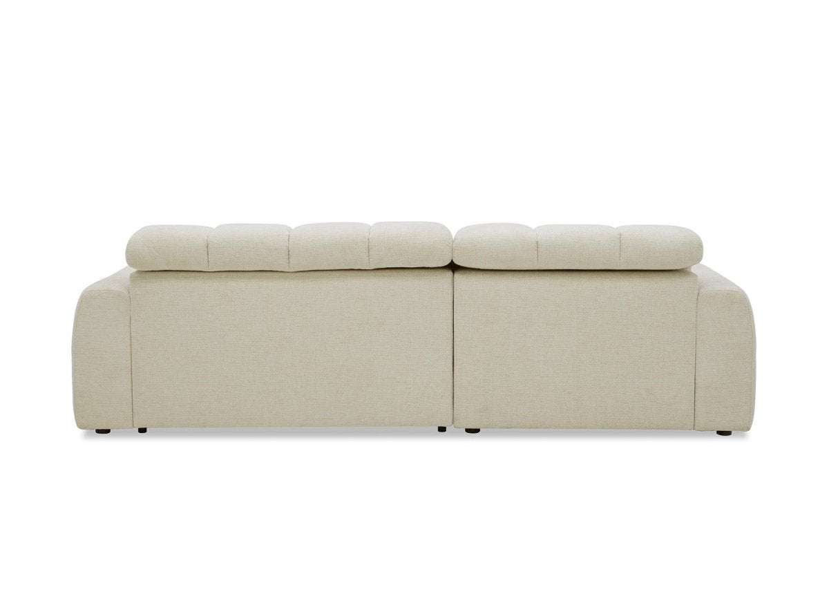 Canapé d'angle relax électrique en velours chiné beige DANIA - Angle gauche - DécoInParis