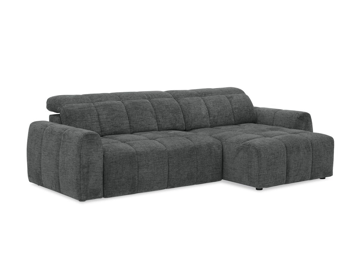Canapé d'angle relax électrique en velours chiné gris DANIA - Angle droit - DécoInParis