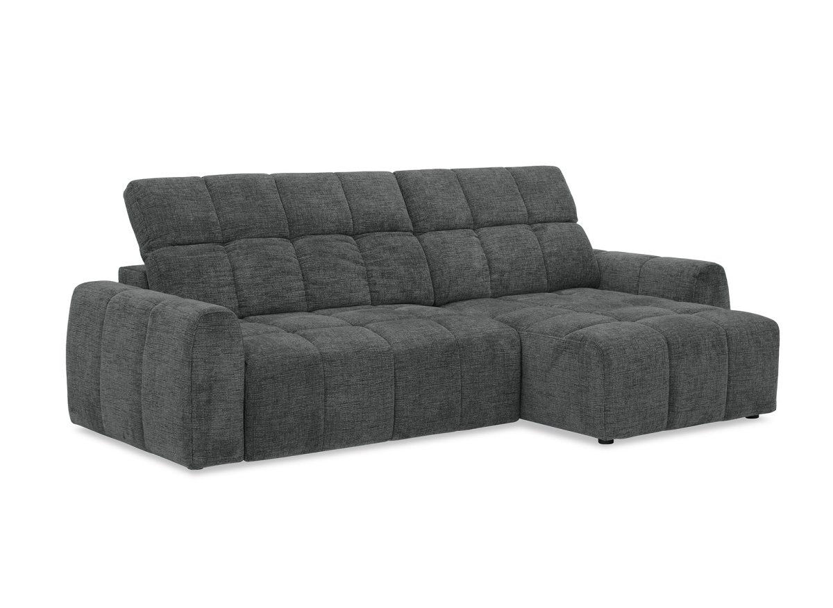 Canapé d'angle relax électrique en velours chiné gris DANIA - Angle droit - DécoInParis