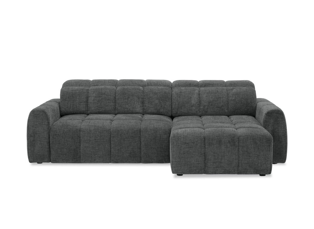 Canapé d'angle relax électrique en velours chiné gris DANIA - Angle droit - DécoInParis