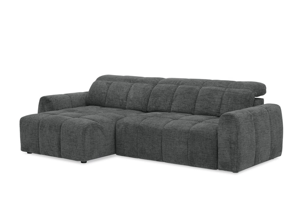 Canapé d'angle relax électrique en velours chiné gris DANIA - Angle gauche - DécoInParis