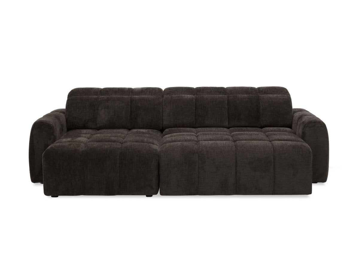 Canapé d'angle relax électrique en velours chiné marron DANIA - Angle gauche - DécoInParis