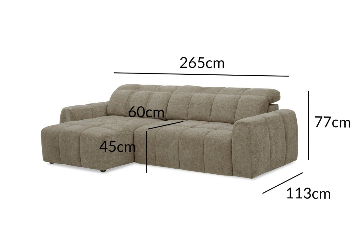 Canapé d'angle relax électrique en velours chiné taupe DANIA - Angle gauche - DécoInParis