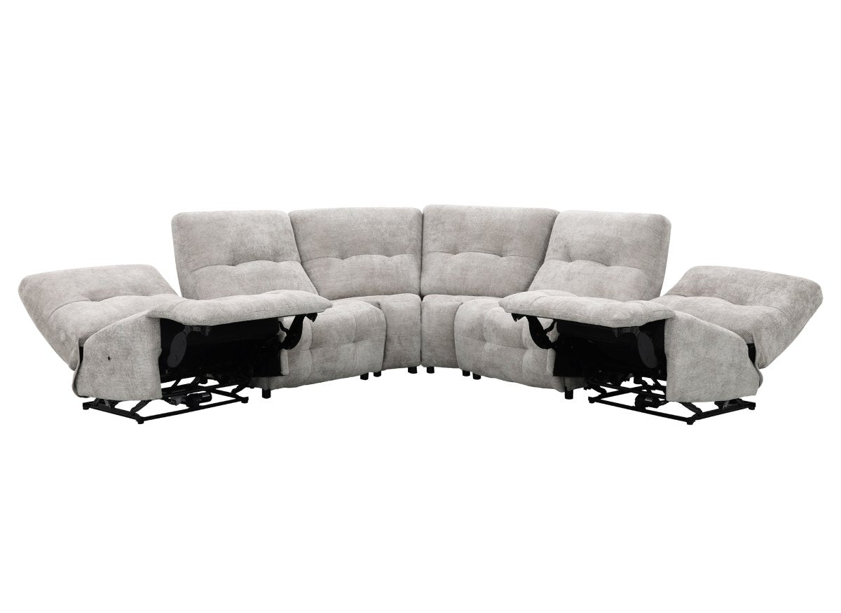 Canapé d'angle relax électrique en velours chiné taupe PALMIRE - DécoInParis