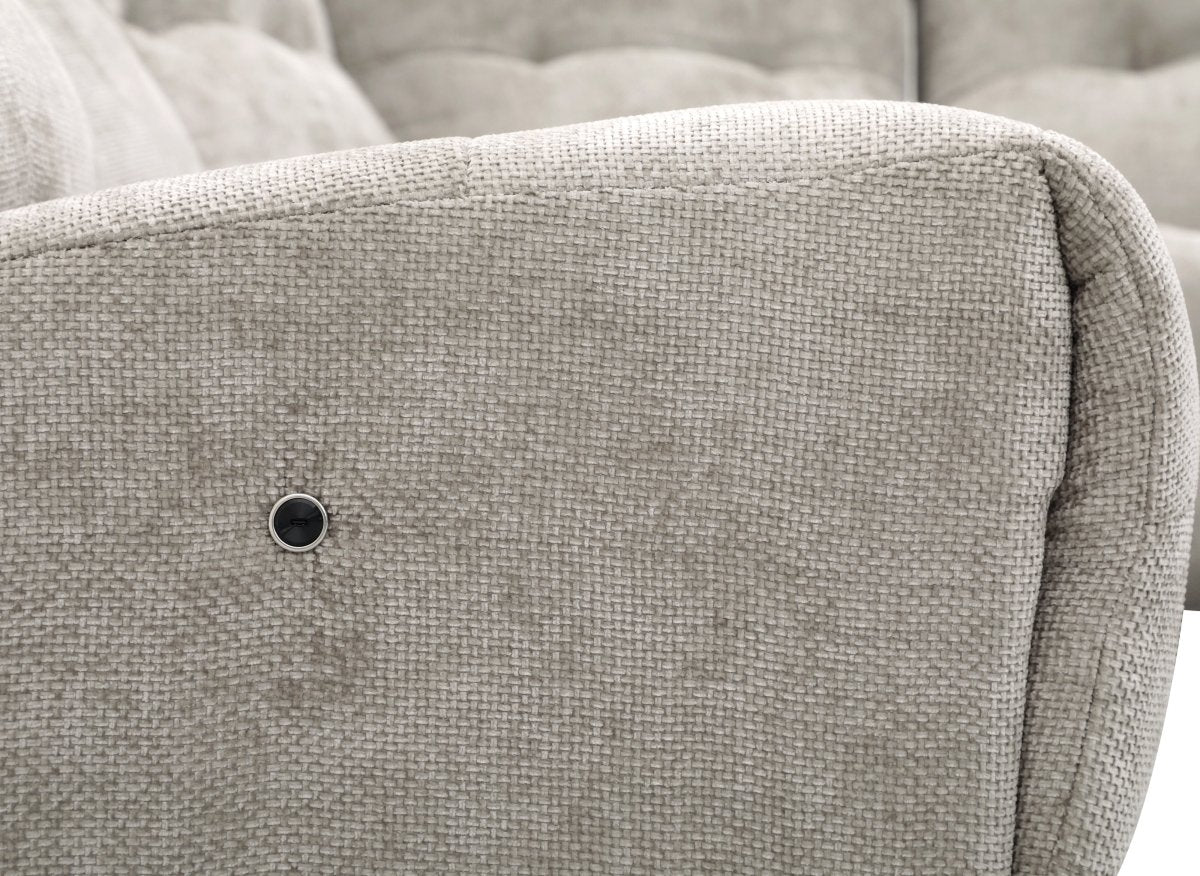 Canapé d'angle relax électrique en velours chiné taupe PALMIRE - DécoInParis