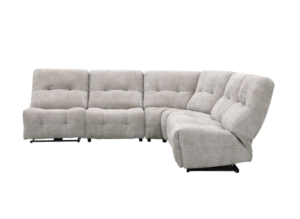 Canapé d'angle relax électrique en velours chiné taupe PALMIRE - DécoInParis