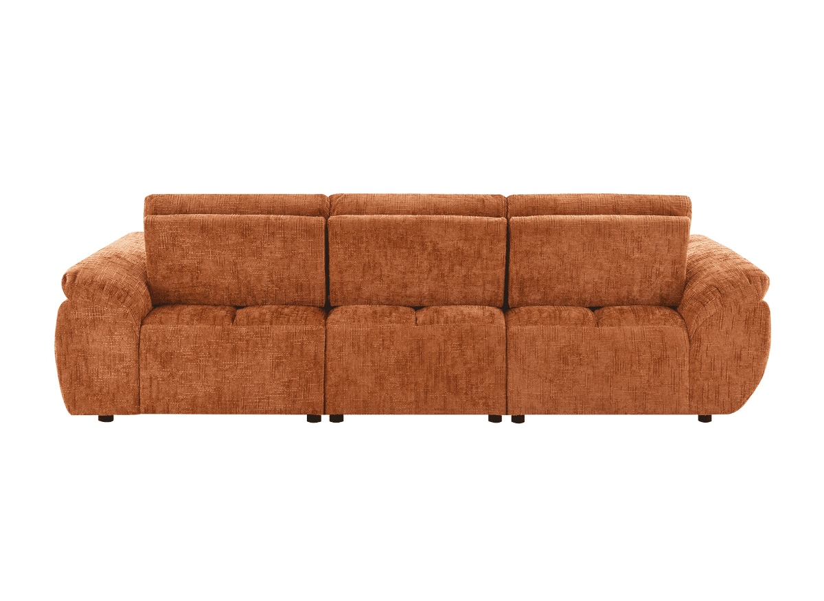 Canapé d’angle relax électrique en velours chiné terracotta ALPES - Angle droit - DécoInParis