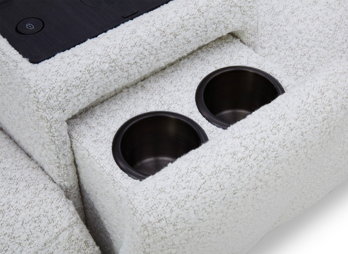 Canapé d'angle relax en tissu bouclette doux beige MARINA - Angle droit - DécoInParis