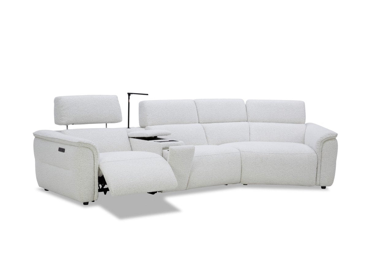 Canapé d'angle relax en tissu bouclette doux beige MARINA - Angle droit - DécoInParis