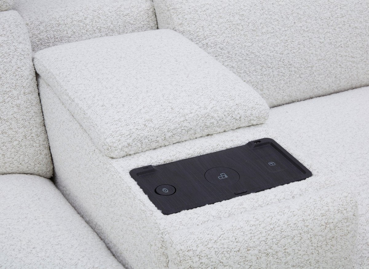 Canapé d'angle relax en tissu bouclette doux beige MARINA - Angle droit - DécoInParis