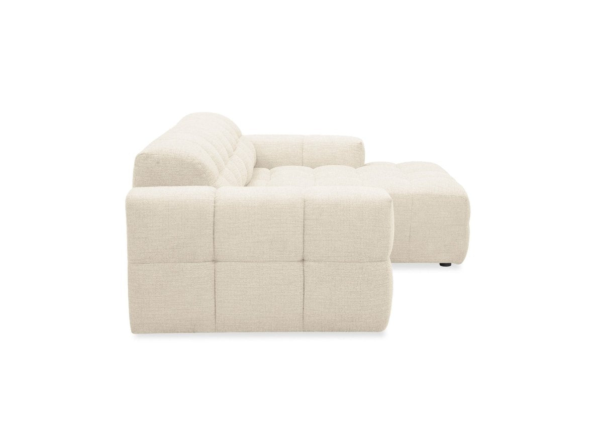 Canapé d'angle relax en velours texturé beige FEDORA - Angle droit - DécoInParis