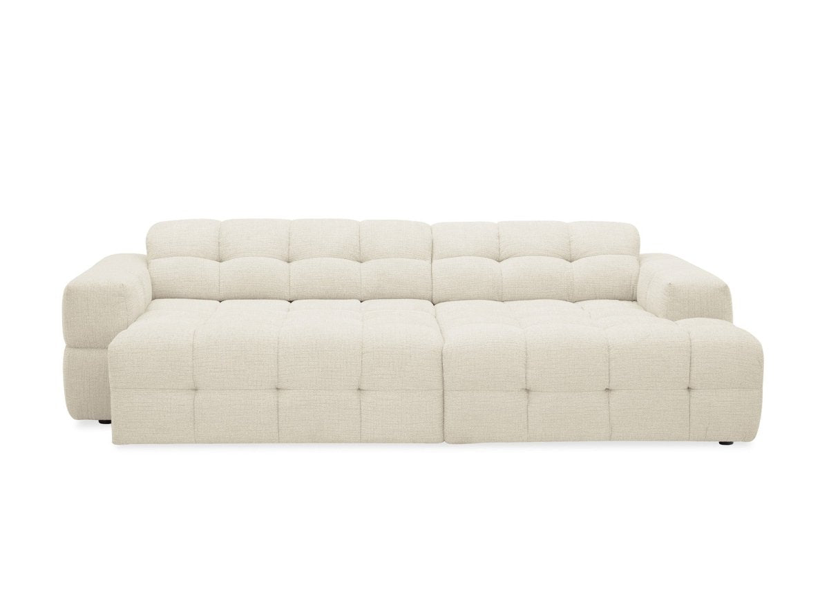 Canapé d'angle relax en velours texturé beige FEDORA - Angle droit - DécoInParis