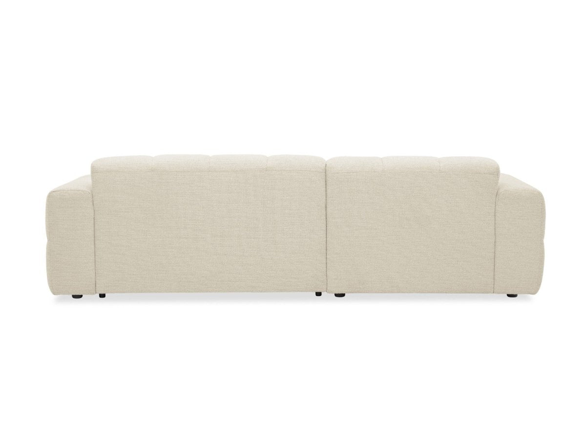 Canapé d'angle relax en velours texturé beige FEDORA - Angle gauche - DécoInParis