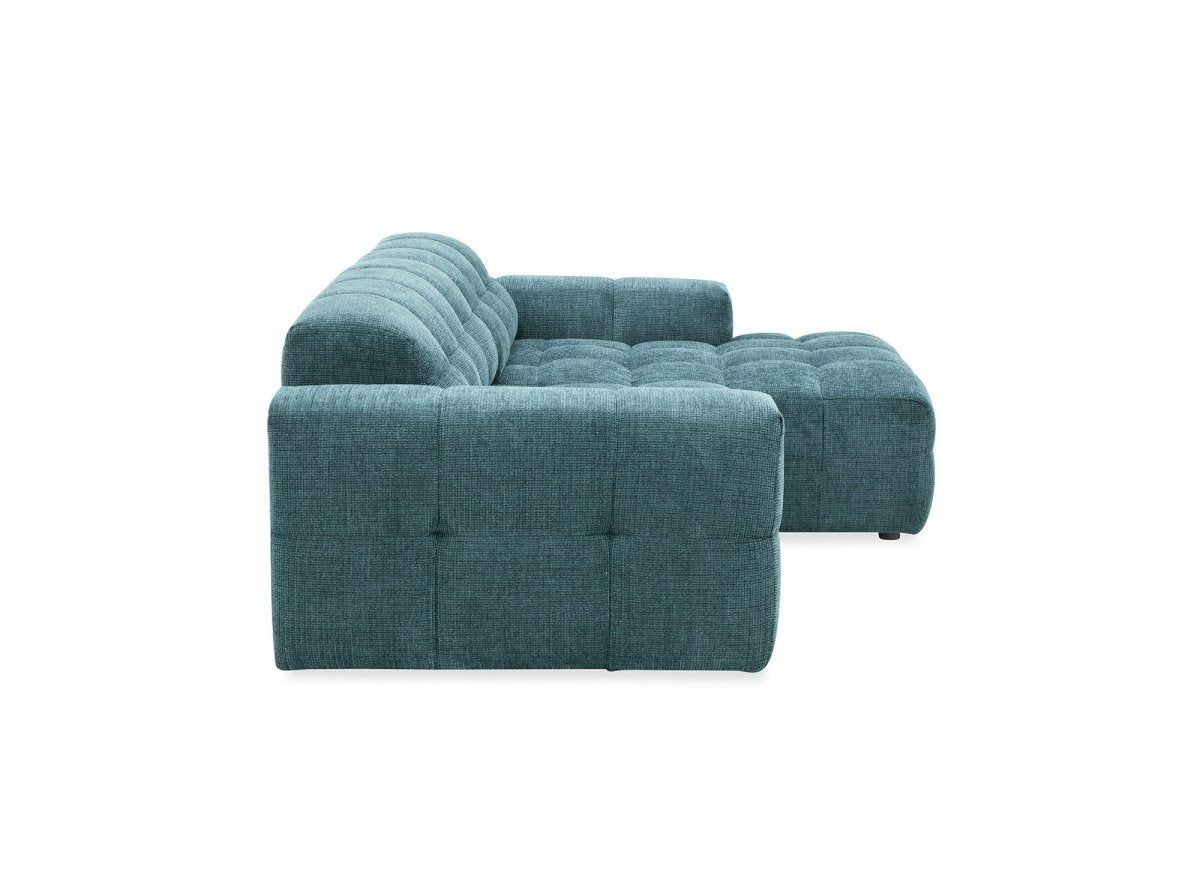 Canapé d'angle relax en velours texturé bleu FEDORA - Angle droit - DécoInParis
