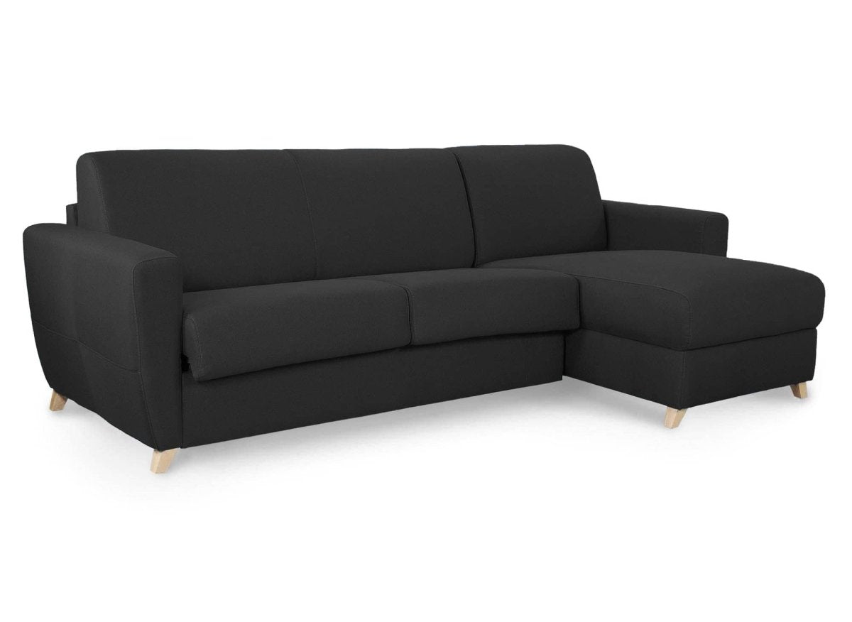 Canapé d'angle réversible convertible express scandinave en tissu gris carbon TOBIAS - DécoInParis