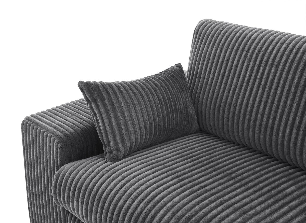 Canapé d'angle réversible en gros côtelé doux gris SIRINA - DécoInParis