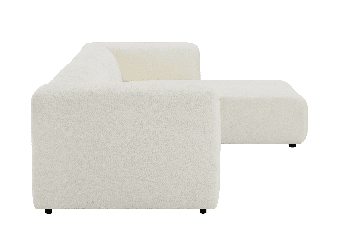 Canapé d'angle réversible en tissu bouclette écru AELIS - DécoInParis