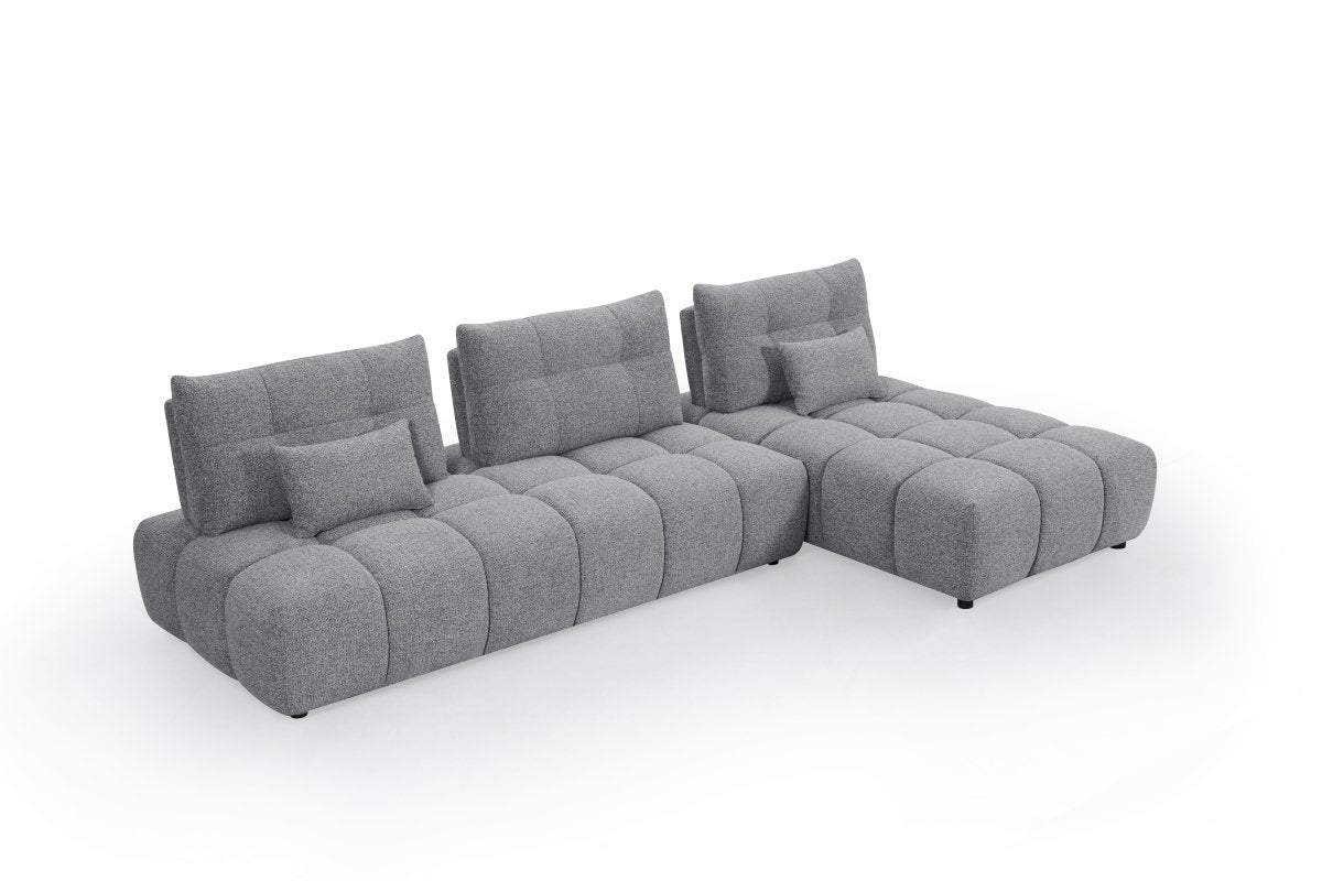 Canapé d'angle réversible en velours texturé gris ALANA - DécoInParis