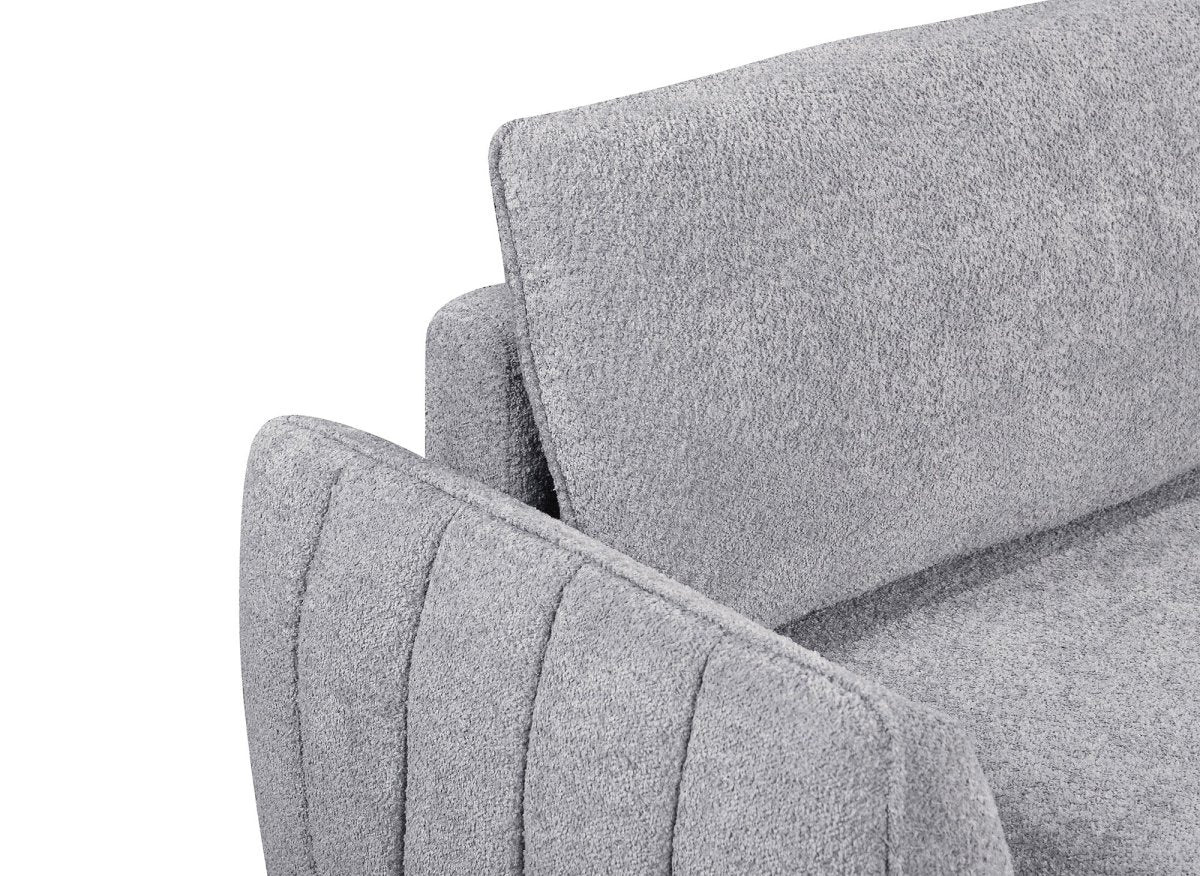 Canapé droit 3 places convertible avec coffre en tissu bouclette gris LAUDINE - DécoInParis