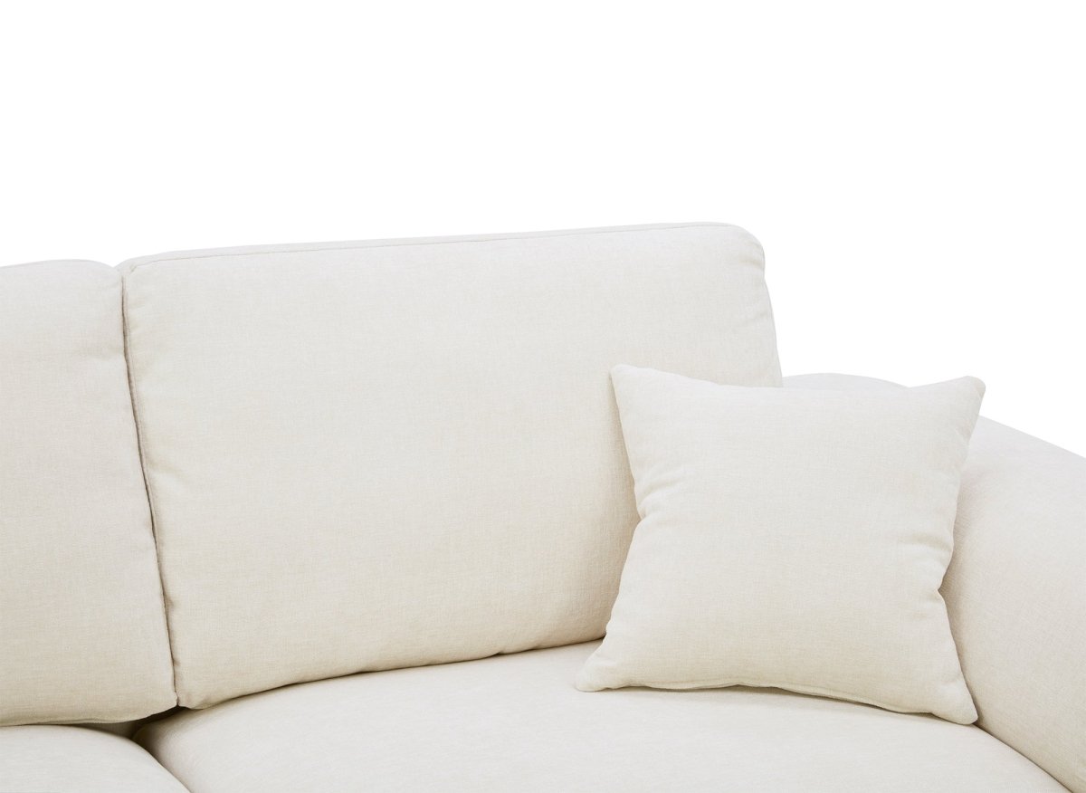 Canapé droit 3 places en velours chiné beige ABELIA - DécoInParis