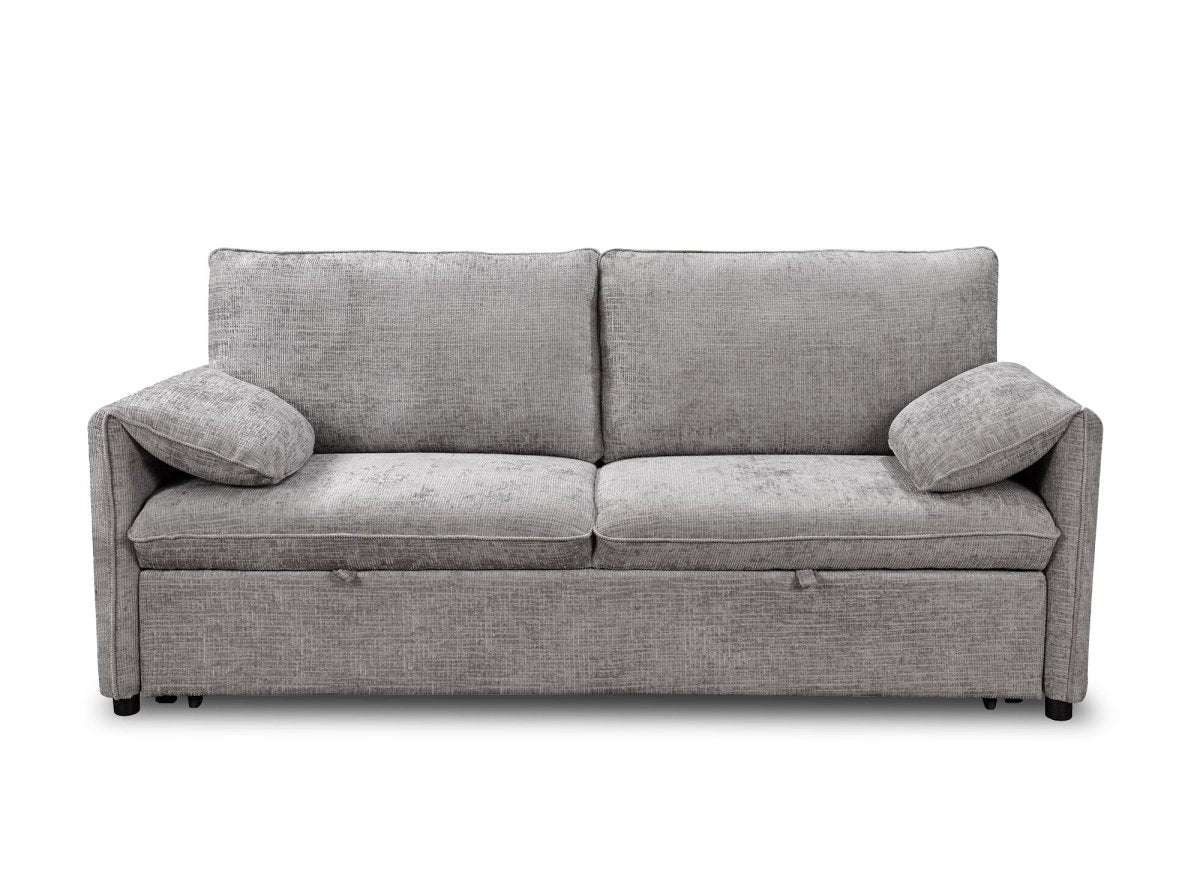 Canapé droit convertible 3 places en velours chiné gris LAMAR - DécoInParis