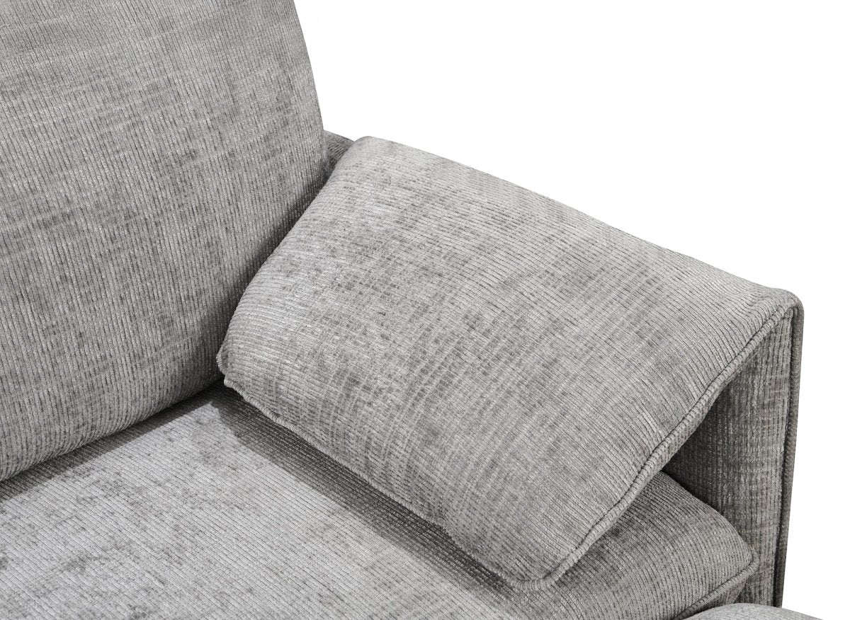 Canapé droit convertible 3 places en velours chiné gris LAMAR - DécoInParis