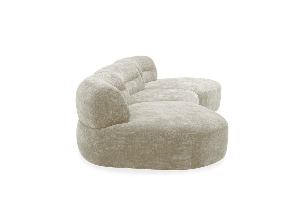 Canapé droit fixe 5 places en velours tissé beige IMENIA - DécoInParis