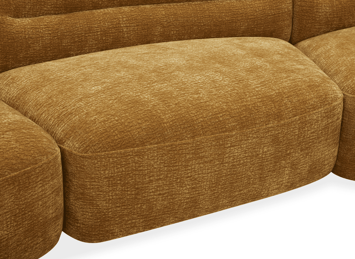 Canapé droit fixe 5 places en velours tissé moutarde IMENIA - DécoInParis